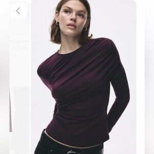 H&M Dark Purple Asymmetric Draped Top size M